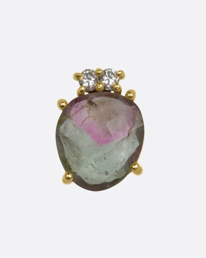 Earrings EVA NOGA Watermelon Tourmaline and Diamond Reed Stud Earring
