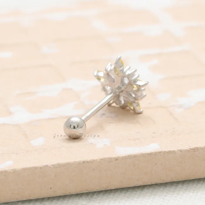 Earrings from J Shop Yellow CZ Accent Star Flower Piercing