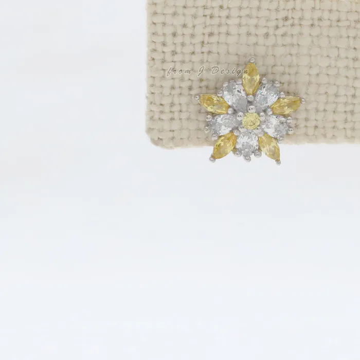 Earrings from J Shop Yellow CZ Accent Star Flower Piercing