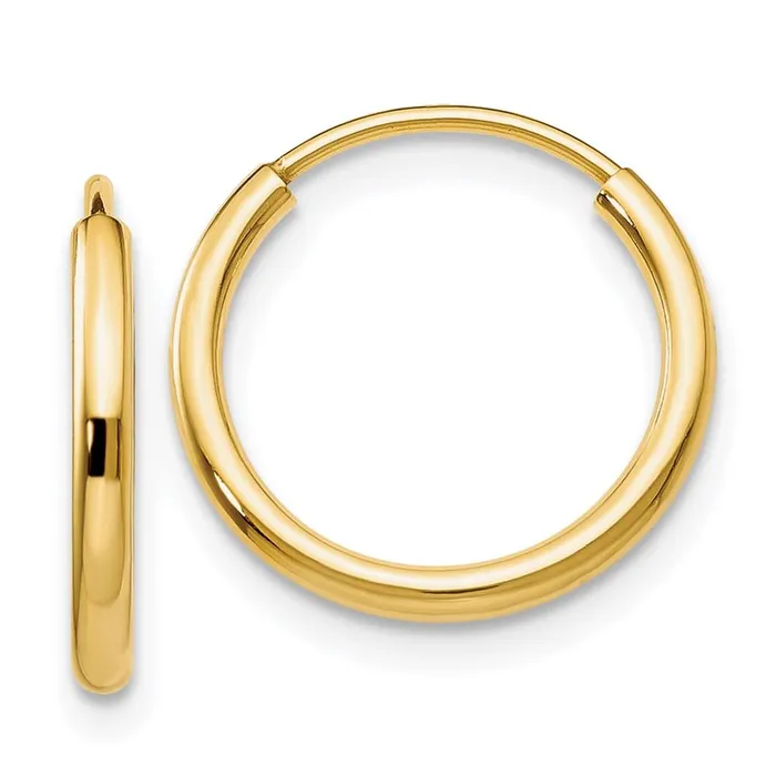Earrings Jewelry 14k 15mm Polished Round Endless Hoop Earrings