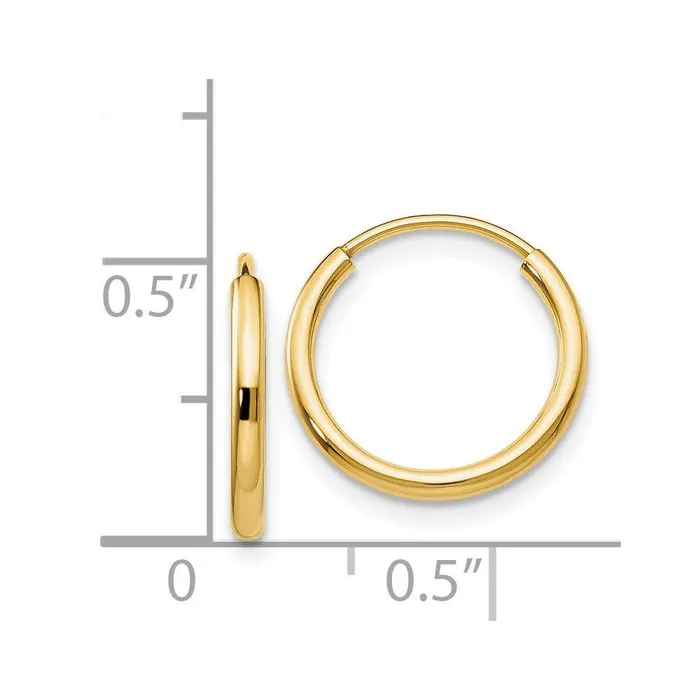 Earrings Jewelry 14k 15mm Polished Round Endless Hoop Earrings Earrings Jewelry 14k 15mm Polished Round Endless Hoop Earrings