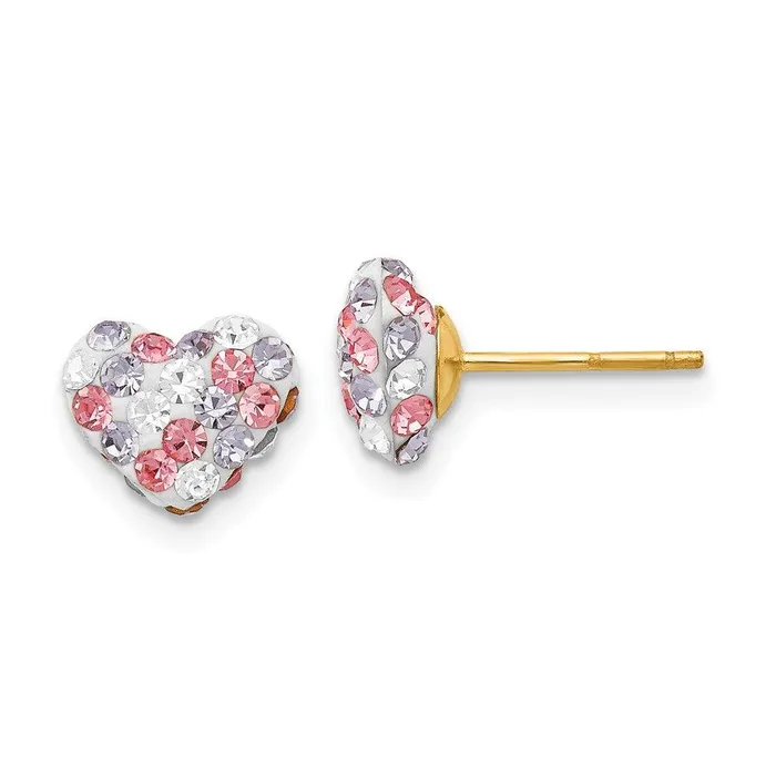 Earrings Jewelry 14k Multicolored Crystal 8mm Heart Post Earrings