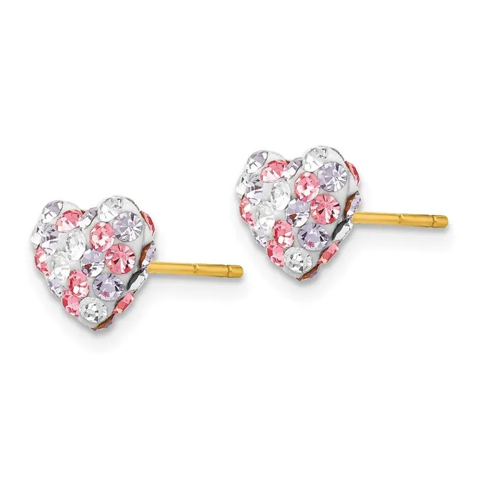 Earrings Jewelry 14k Multicolored Crystal 8mm Heart Post Earrings Earrings Jewelry 14k Multicolored Crystal 8mm Heart Post Earrings