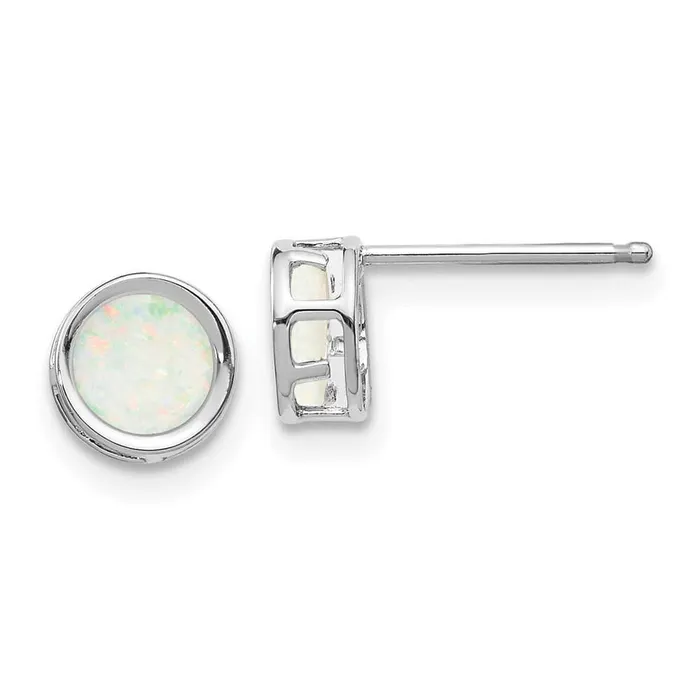 Earrings Jewelry 14k White Gold 5mm Bezel Opal Stud Earrings