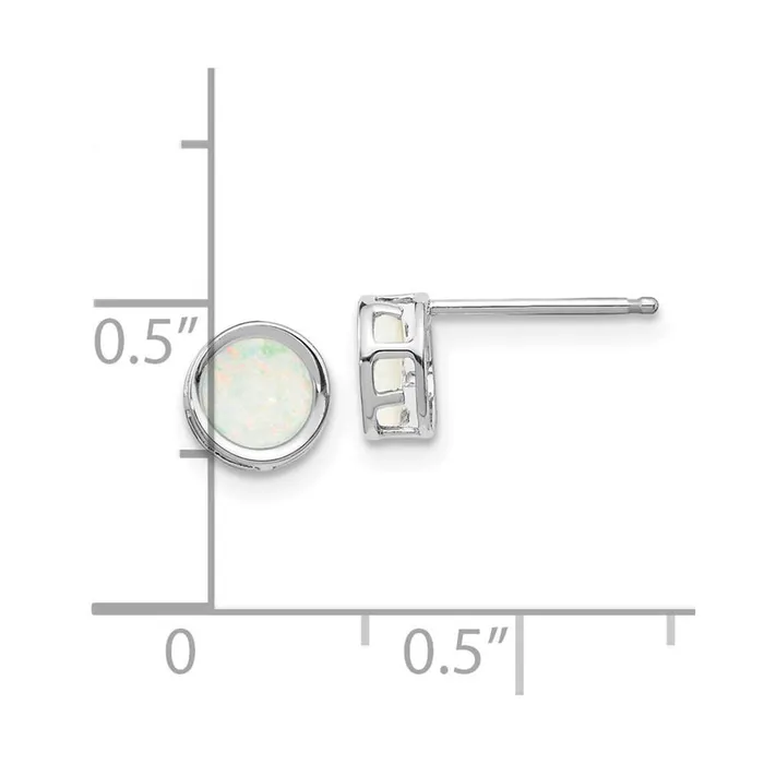 Earrings Jewelry 14k White Gold 5mm Bezel Opal Stud Earrings Earrings Jewelry 14k White Gold 5mm Bezel Opal Stud Earrings