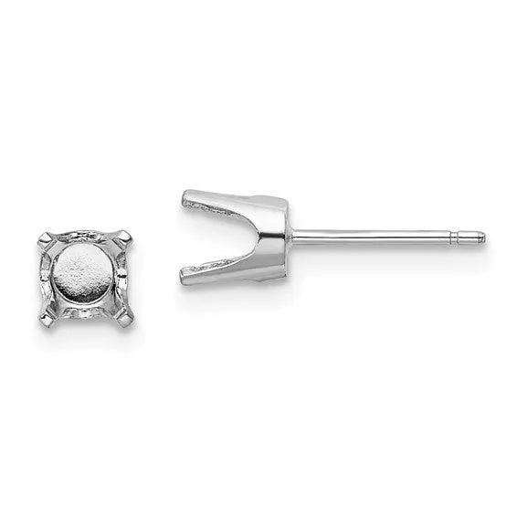 Earrings Jewelry 14k White Gold 5mm Round Stud Earring Mounting wbacks No Stones Included