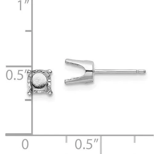 Earrings Jewelry 14k White Gold 5mm Round Stud Earring Mounting wbacks No Stones Included Earrings Jewelry 14k White Gold 5mm Round Stud Earring Mounting wbacks No Stones Included