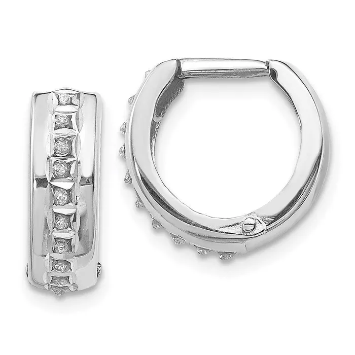 Earrings Jewelry 14k White Gold Diamond Fascination Round Huggy Hoop Earrings