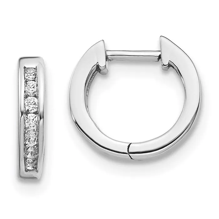 Earrings Jewelry 14k White Gold Diamond Hinged Hoop Earrings