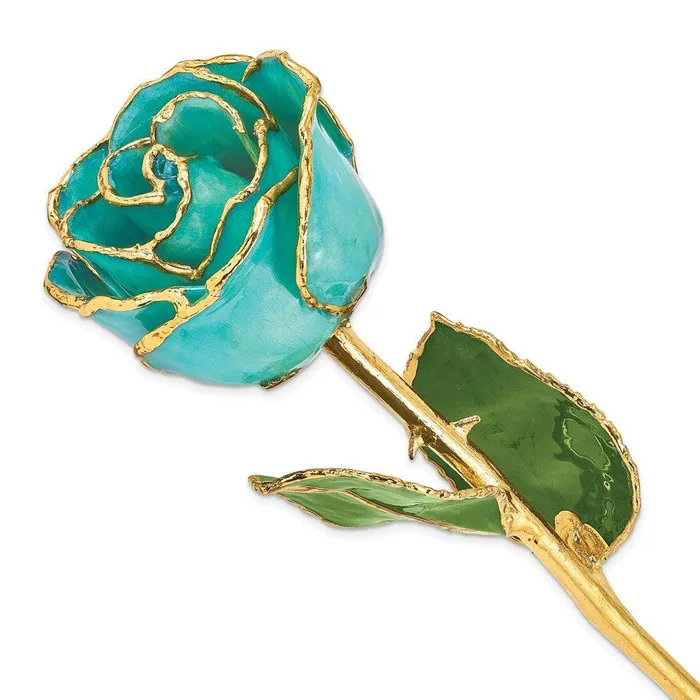 Earrings Jewelry Lacquer Dipped Gold Trim Aqua Green Opalescent Rose