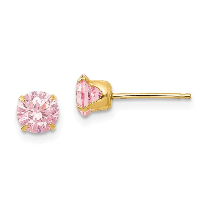 Earrings Madi K Kids 14k 5mm Pink CZ Post Earrings Jewelry