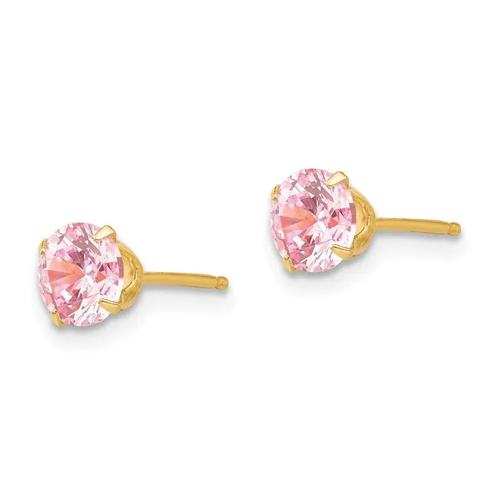 Earrings Madi K Kids 14k 5mm Pink CZ Post Earrings Jewelry Earrings Madi K Kids 14k 5mm Pink CZ Post Earrings Jewelry