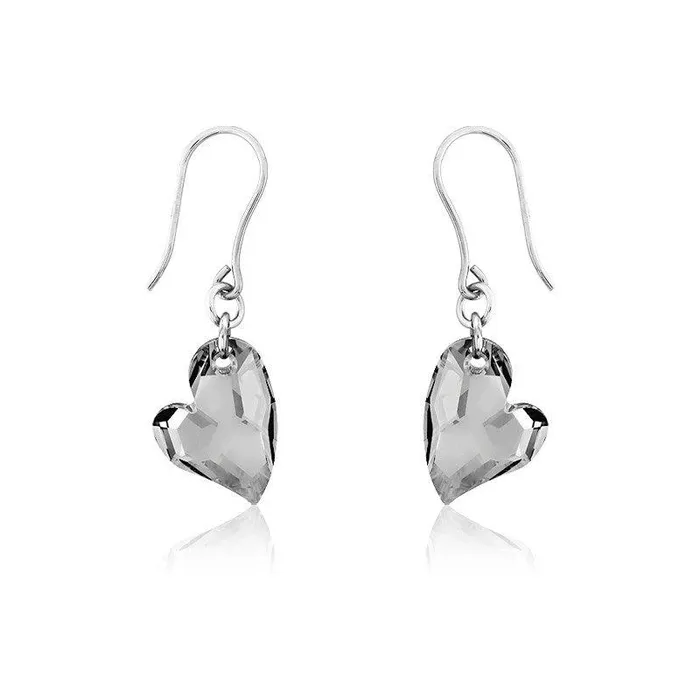 Earrings Sterling Silver Swarovski Crystal Heart Earrings Classic