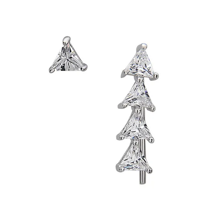 Earrings Sterling Silver Triangle CZ Climber Stud Earrings Classic
