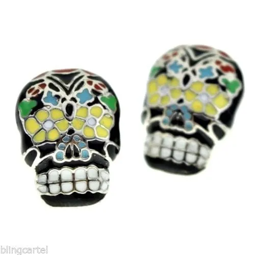 Earrings Sugar Skull Black with Silver Tone Trim Earrings Bling Cartel Admin Earrings Sugar Skull Black with Silver Tone Trim Earrings Bling Cartel Admin