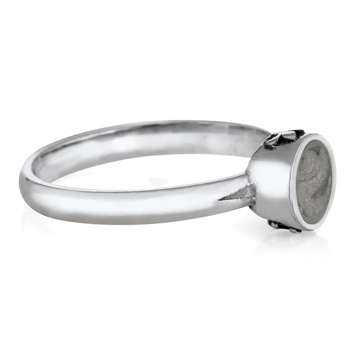 Fleur de Lis Cremation Ring in 14K White Gold closebymejewelry Rings