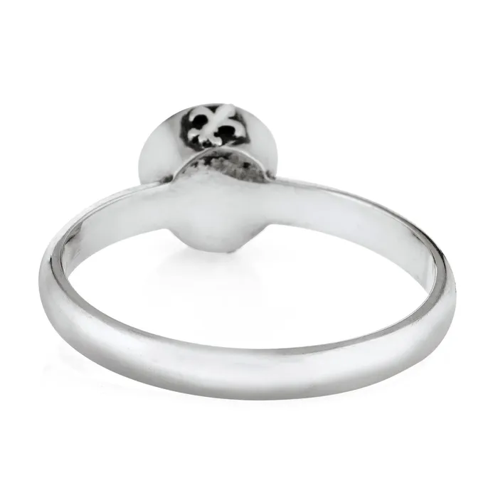 Fleur de Lis Cremation Ring in 14K White Gold closebymejewelry Rings
