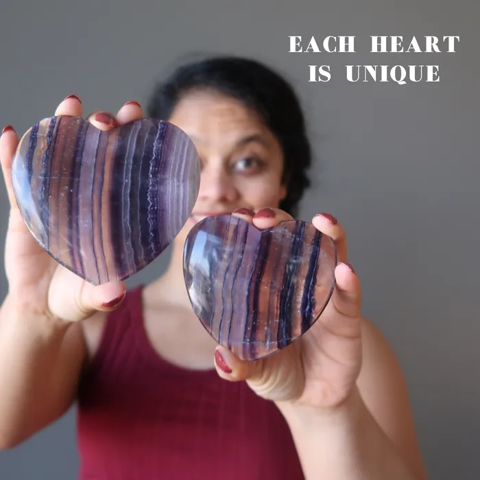 Fluorite Heart Your Love is an Honor Clear Purple Gem Satin Crystals Necklaces