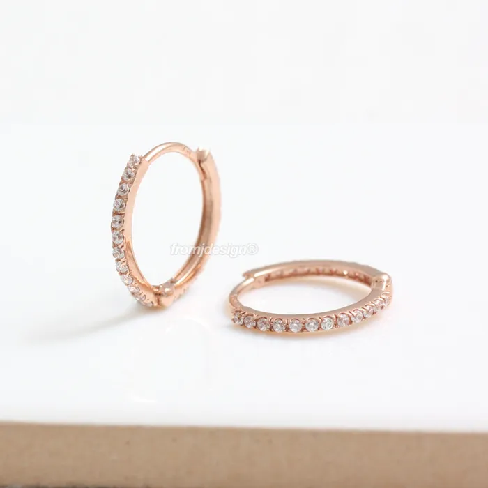 from J Shop Earrings CZ Full Eternity Huggie Earrings