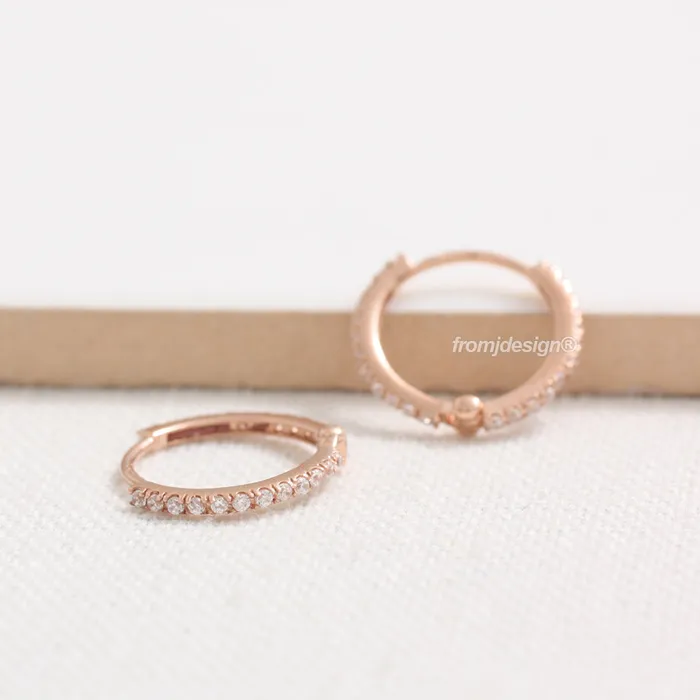 from J Shop Earrings CZ Full Eternity Huggie Earrings