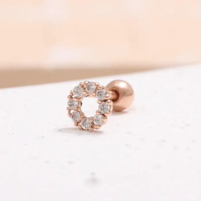 from J Shop Earrings CZ Open Circle Ear Piercing