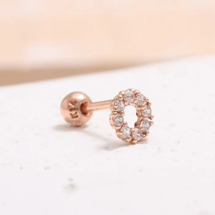 from J Shop Earrings CZ Open Circle Ear Piercing