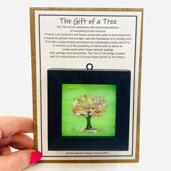 Fused Glass Tree of Life Shadow Box 129 Glimmer Glass Gifts Necklaces