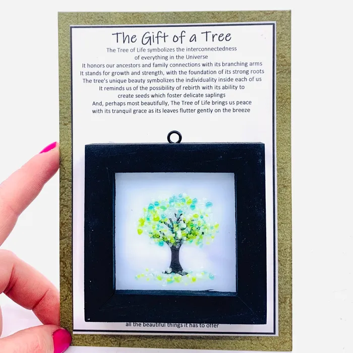 Fused Glass Tree of Life Shadow Box 94 Glimmer Glass Gifts Necklaces