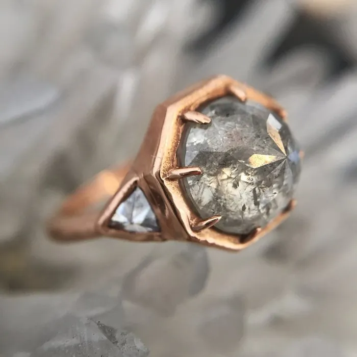 Gray Diamond Rose Gold Ring Lauren Wolf Jewelry Rings