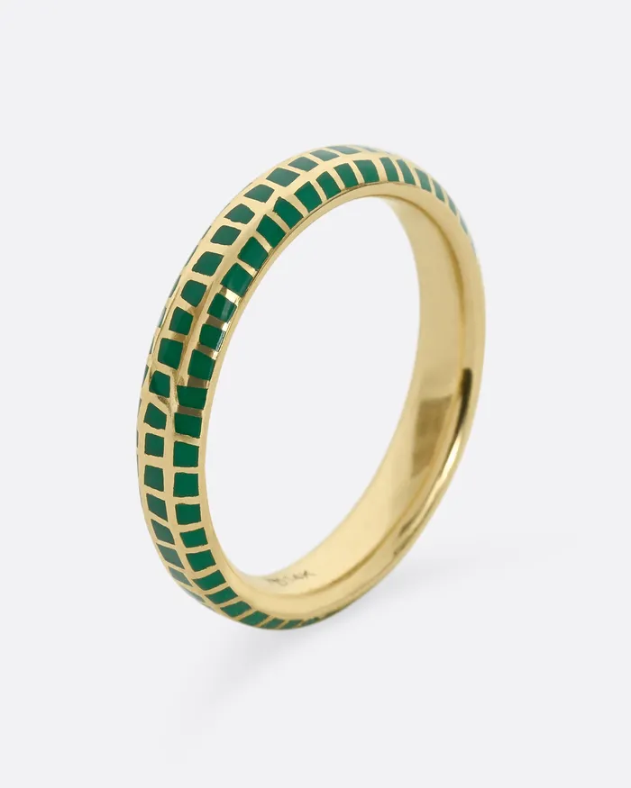 Green Enamel Checkered Band KATHRYN BENTLEY Rings Green Enamel Checkered Band KATHRYN BENTLEY Rings