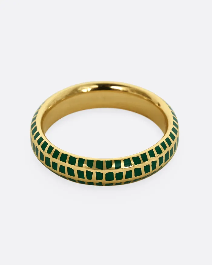 Green Enamel Checkered Band KATHRYN BENTLEY Rings Green Enamel Checkered Band KATHRYN BENTLEY Rings
