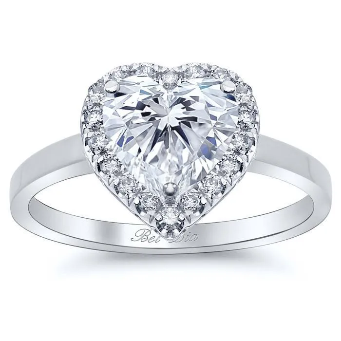 Heart Halo Engagement Ring with Plain Band deBebians Rings
