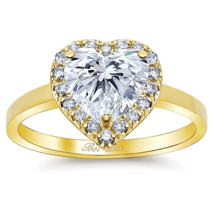 Heart Halo Engagement Ring with Plain Band deBebians Rings