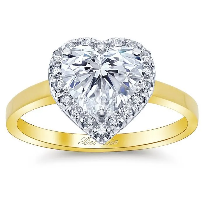 Heart Halo Engagement Ring with Plain Band deBebians Rings