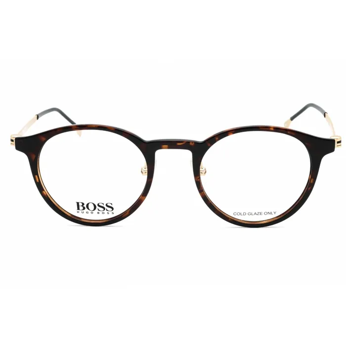 Hugo Boss Rings Hugo Boss Mens Eyeglasses Havana Plastic Round Full Rim Frame BOSS 1350F 0086 00