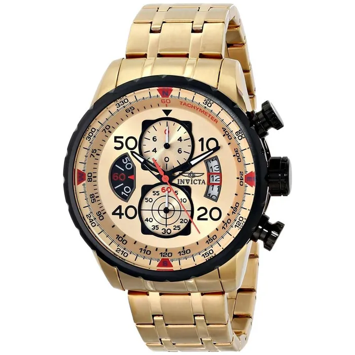 Invicta 17205 Mens Aviator Chronograph Gold Tone Dial Gold Plated Steel Bracelet Watch Invicta Bracelets Invicta 17205 Mens Aviator Chronograph Gold Tone Dial Gold Plated Steel Bracelet Watch Invicta Bracelets