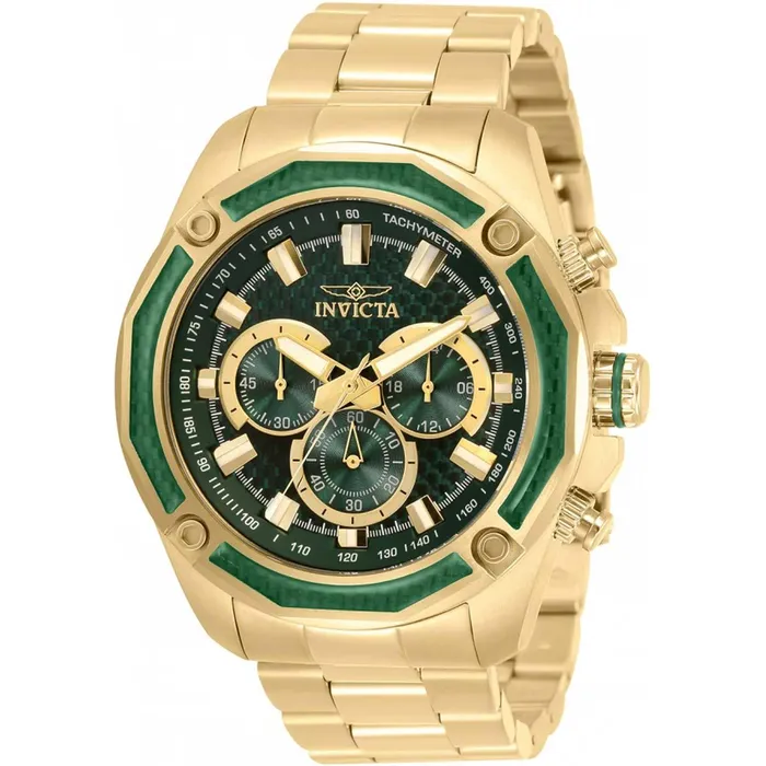 Invicta Bracelets Invicta Mens Chronograph Watch Aviator Green Dial Yellow Gold Bracelet 34157 Invicta Bracelets Invicta Mens Chronograph Watch Aviator Green Dial Yellow Gold Bracelet 34157
