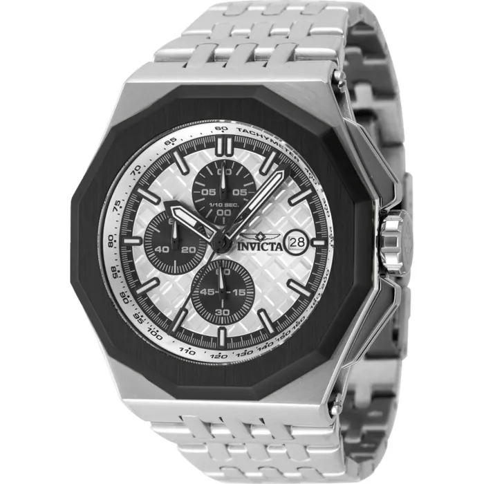 Invicta Invicta Mens Watch Akula Chronograph Silver and Black Dial Bracelet Date 47391 Bracelets