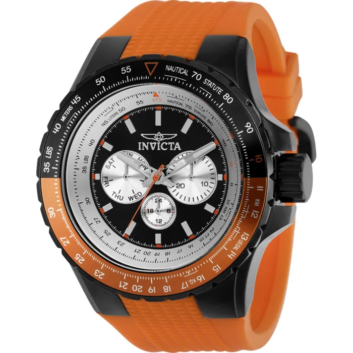 Invicta Invicta Mens Watch Aviator Chrono Black Silver Tone Dial Orange Strap 37031 Rings Invicta Invicta Mens Watch Aviator Chrono Black Silver Tone Dial Orange Strap 37031 Rings