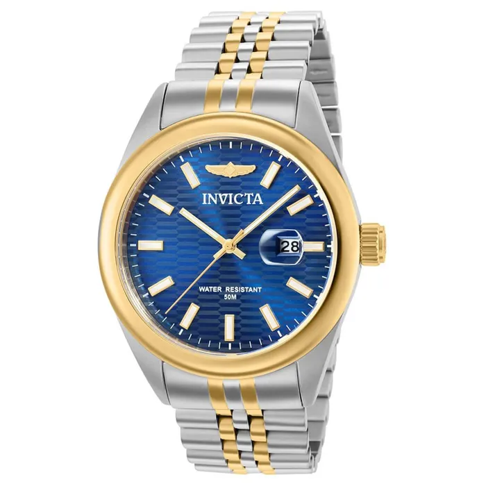 Invicta Mens Quartz Watch Aviator Blue Dial Two Tone Case Bracelet 38416 Invicta Bracelets