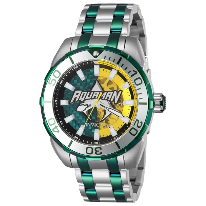Invicta Mens Watch DC Comics Aquaman Two Tone Silver and Green Bracelet 43686 Invicta Bracelets Invicta Mens Watch DC Comics Aquaman Two Tone Silver and Green Bracelet 43686 Invicta Bracelets