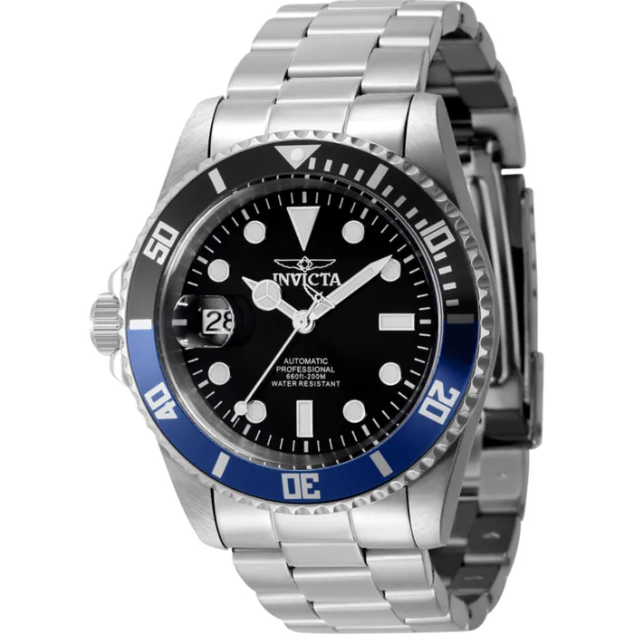 Invicta Mens Watch Pro Diver Black Dial Silver Stainless Steel Bracelet 43977 Invicta Bracelets