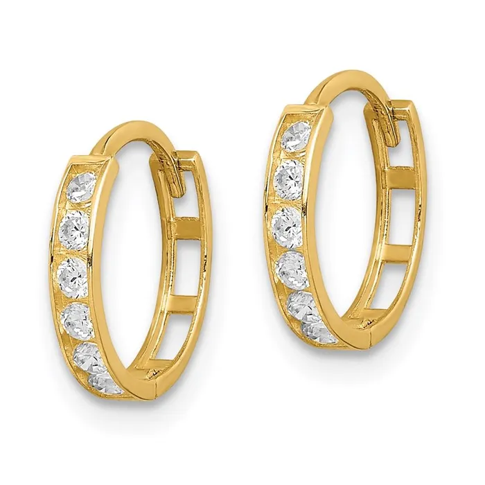 Jewelry 14K CZ Hinged Hoop Earrings Earrings Jewelry 14K CZ Hinged Hoop Earrings Earrings