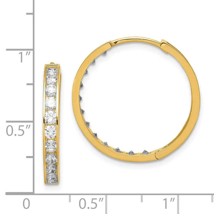 Jewelry 14K CZ Hinged Hoop Earrings Earrings Jewelry 14K CZ Hinged Hoop Earrings Earrings