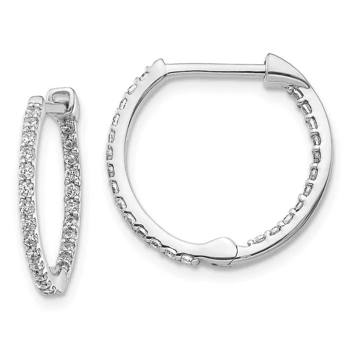 Jewelry 14k White Gold Diamond Hoop Earrings Earrings