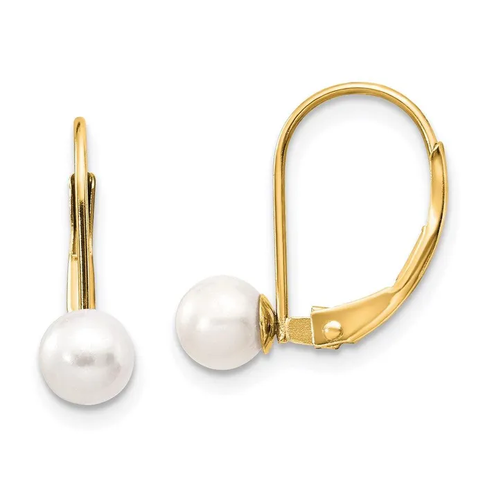 Jewelry Earrings 14k 555mm Pearl Leverback Earring Mounting