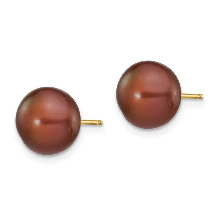 Jewelry Earrings 14k 910mm Coffee Button Freshwater Cultured Pearl Stud Post Earrings Jewelry Earrings 14k 910mm Coffee Button Freshwater Cultured Pearl Stud Post Earrings