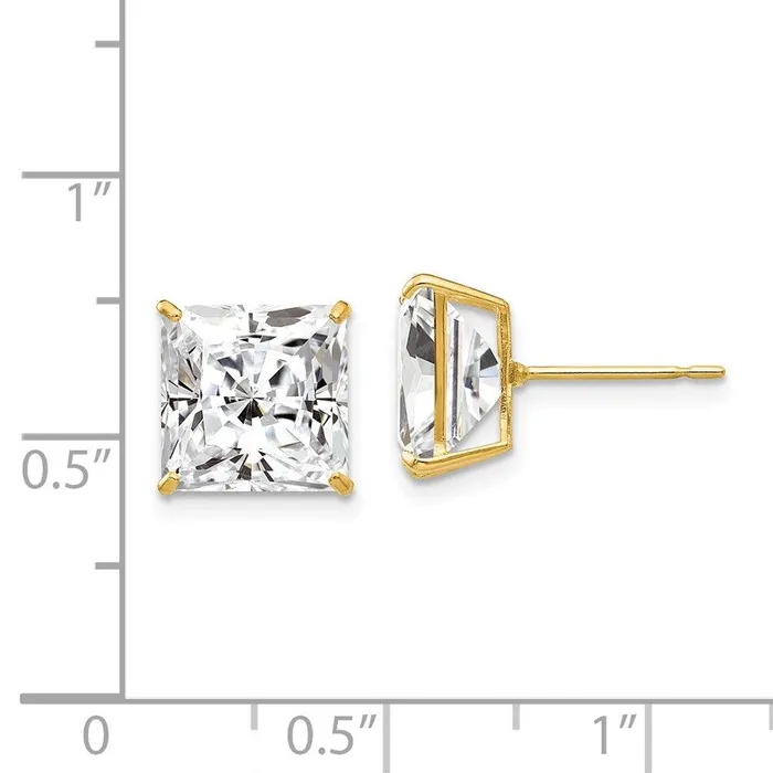 Jewelry Earrings 14k 9mm Square CZ Post Earrings Jewelry Earrings 14k 9mm Square CZ Post Earrings