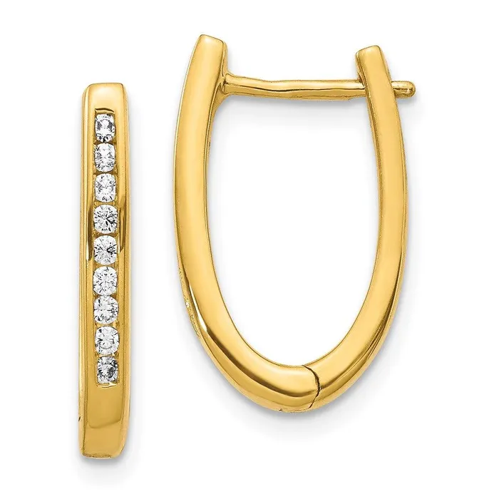 Jewelry Earrings 14k Diamond Oval Hoop Earrings