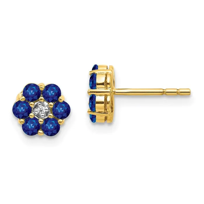 Jewelry Earrings 14k Rhodium Sapphire Diamond Post Earrings